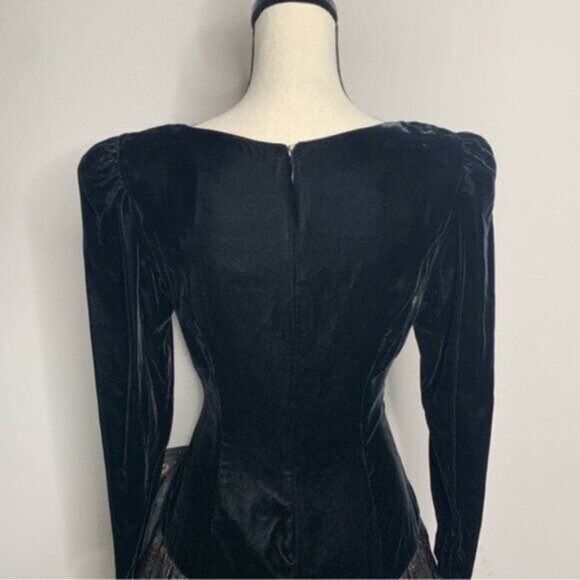 Rimini Black Vintage Velvet and Metallic Bubble Skirt Dress - Picture 12 of 16